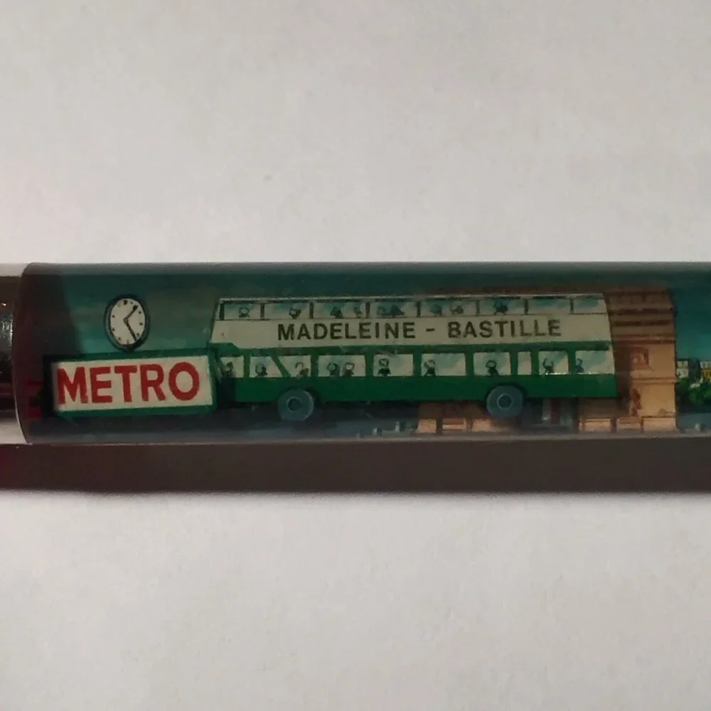 Paris France Floaty Pen Tour Eiffel Tower Arc de Triomphe Bus Moves by Metro Vtg